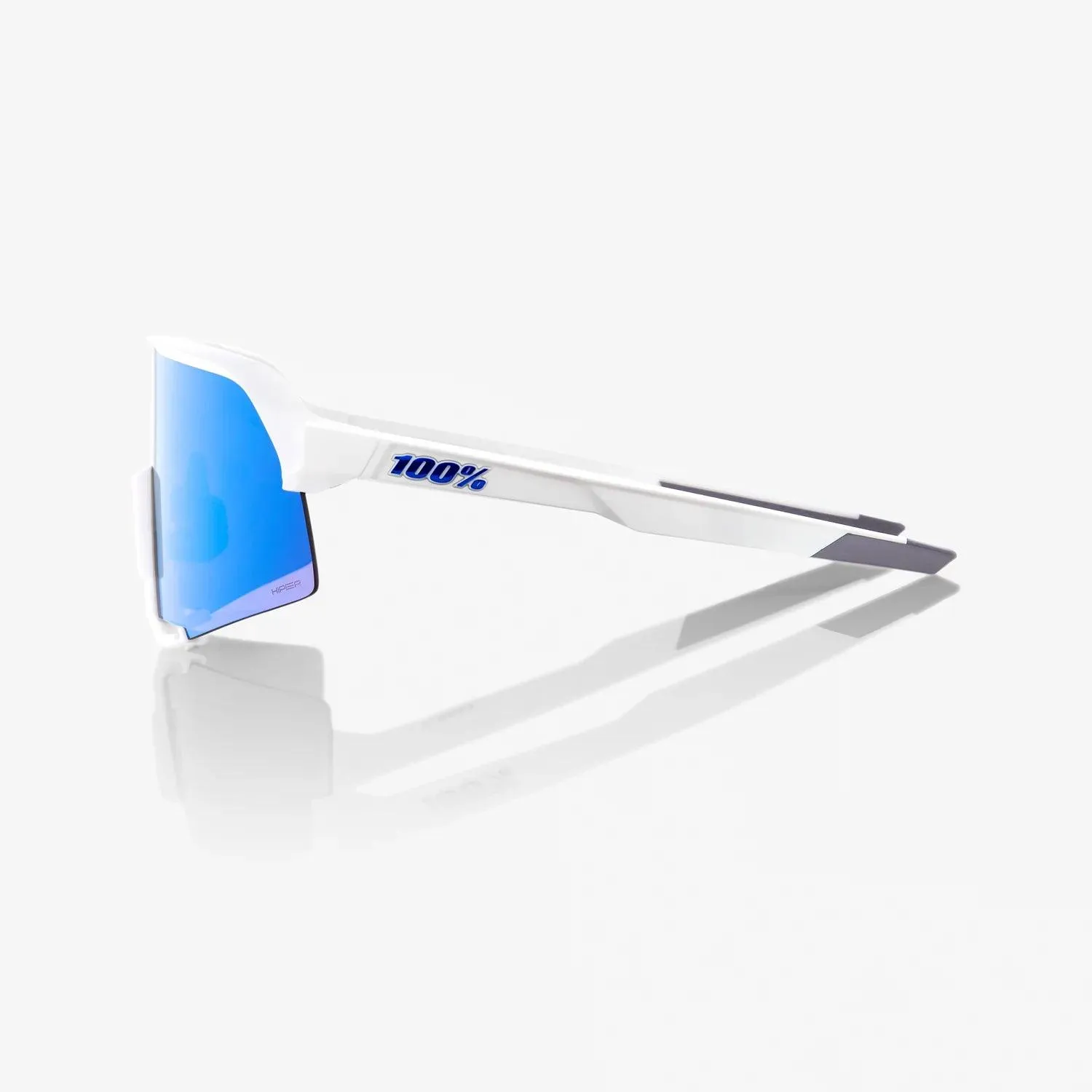 100 Percent Sunglasses - S3 - Matte White - HiPER Blue Multilayer Mirror Lens