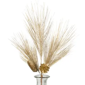 26" Pinecone Pine Needle Spray: Gold