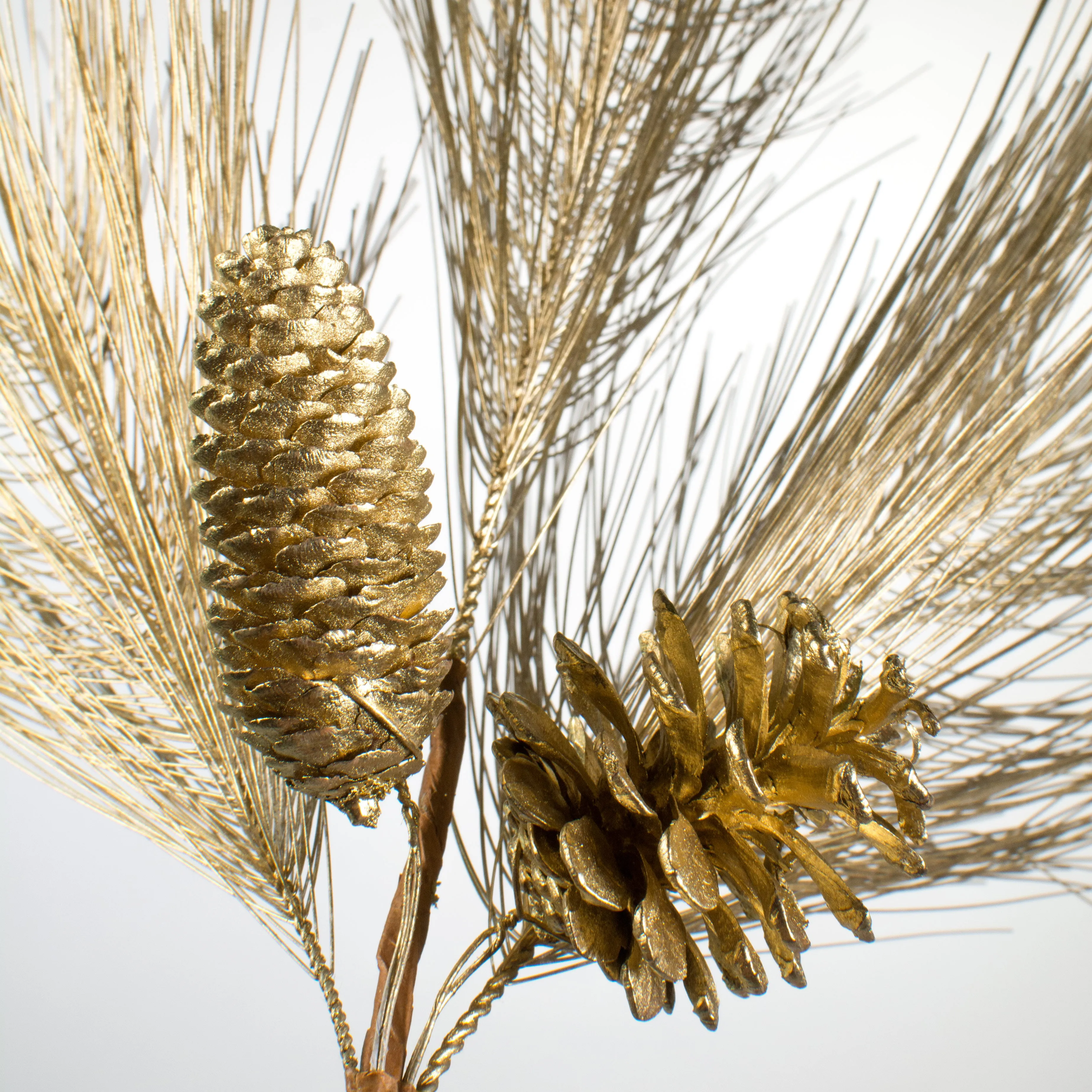 26" Pinecone Pine Needle Spray: Gold