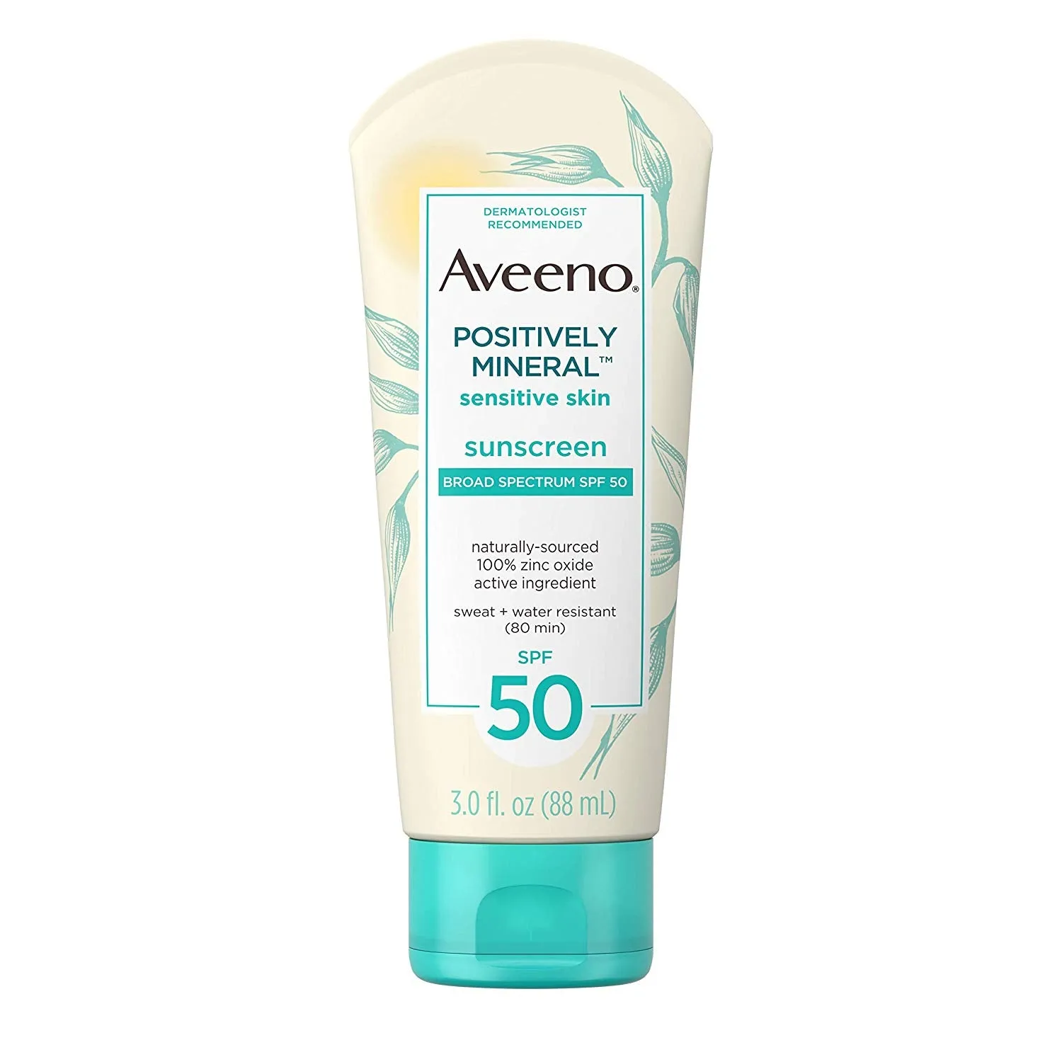 Aveeno Positively Mineral Sensitive Skin Daily Sunscreen Face Lotion SPF50 2 oz