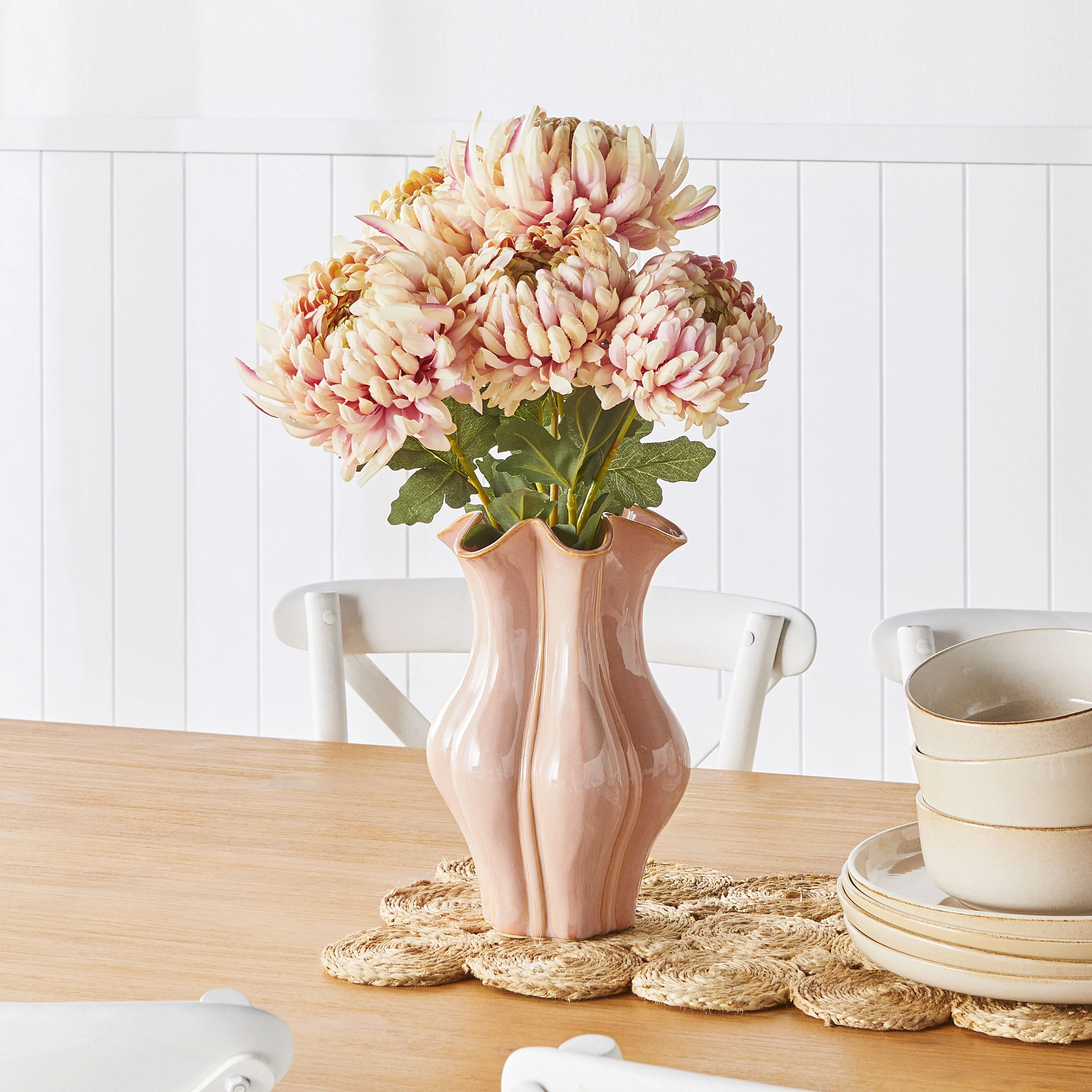Blume Blush Chrysanthemum Bunch x5 52cm
