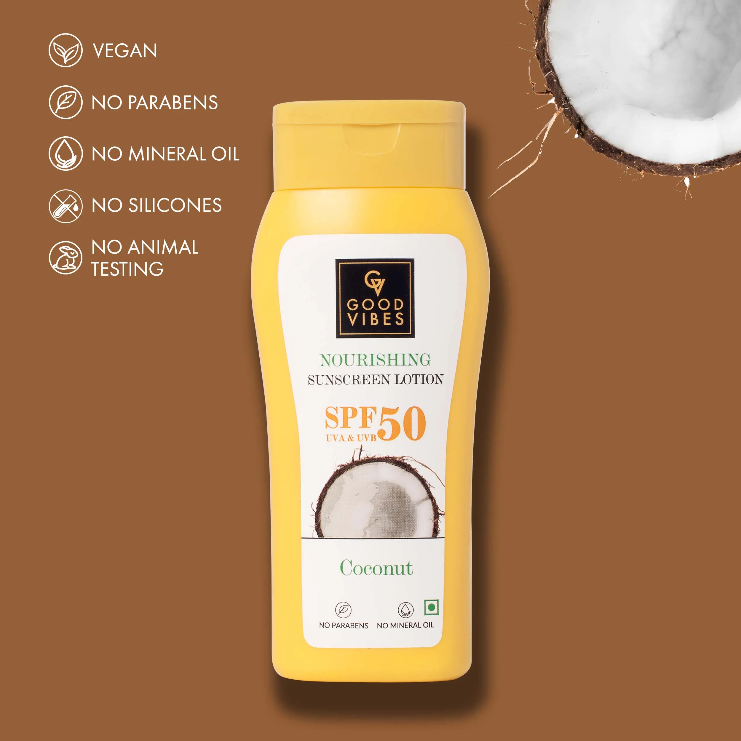 Coconut Nourishing Sunscreen Lotion SPF 50, With Lime & Rosemary Leaf Oil