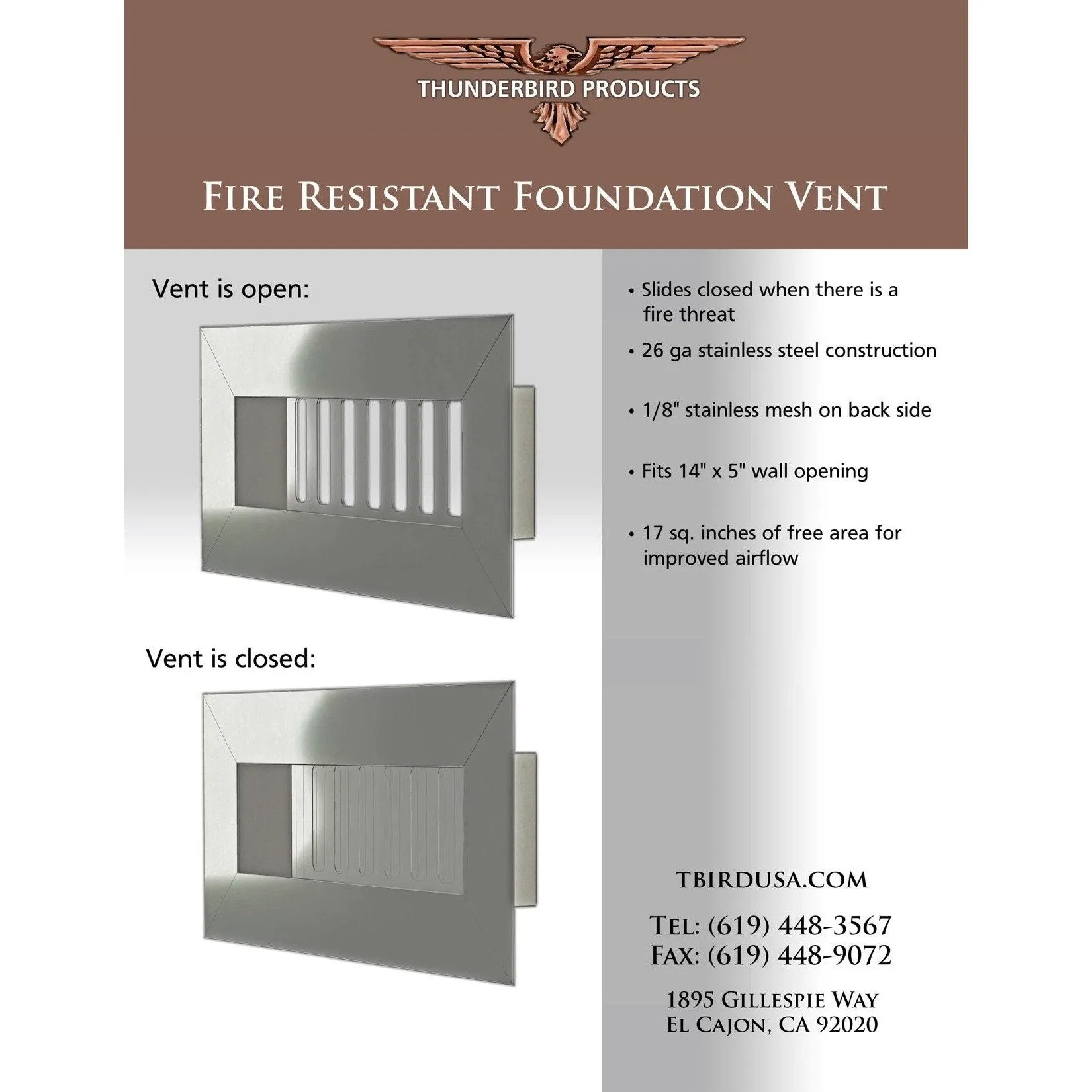 Ember-Resistant Stainless Steel Foundation Vent