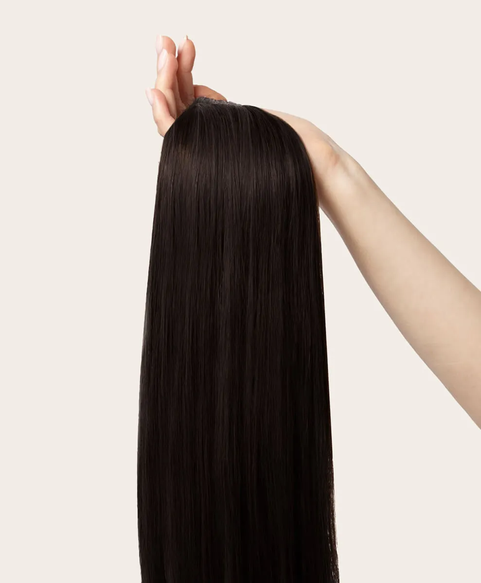 Natural Black, 16" Volumiser Quad Clip-In Weft, 1B | 40g