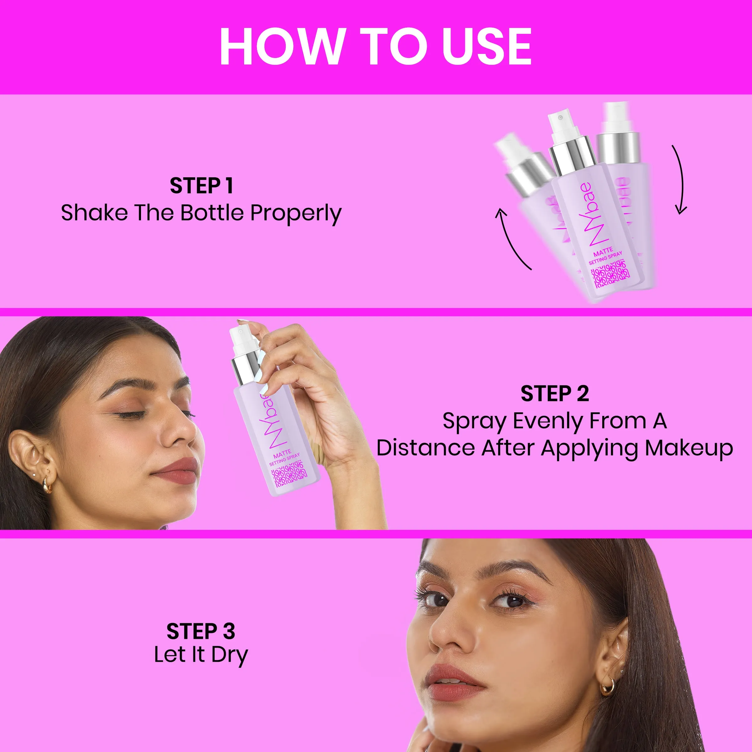 NY Bae Matte Setting Spray (100ml) | Mattifies Skin | Makeup Fixer | Long Lasting Makeup | Crease-Free | Hydrating Face Mist | Green Tea Extracts | Normal To Oily Skin