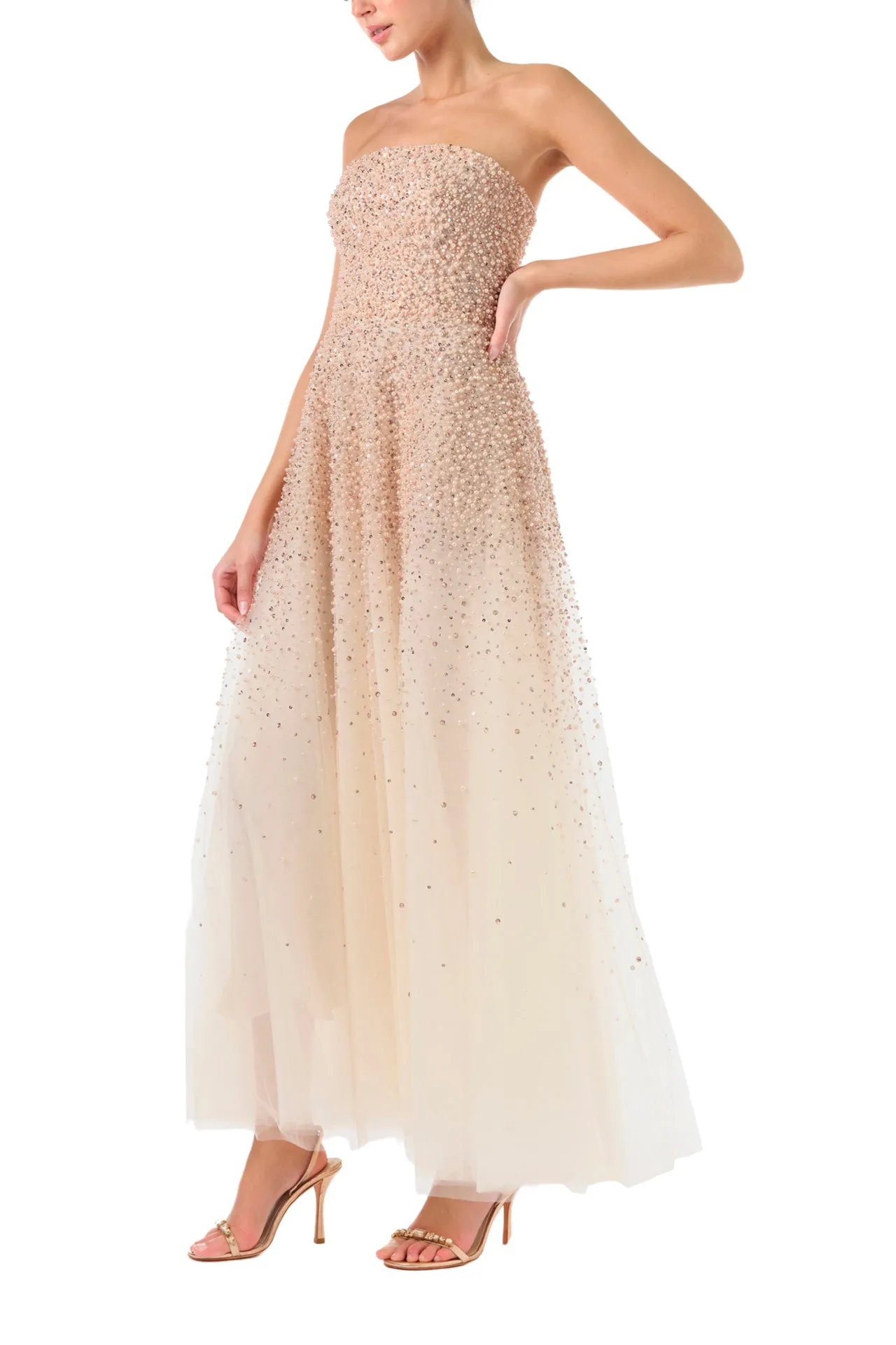 Pearl Embroidered Tulle Gown
