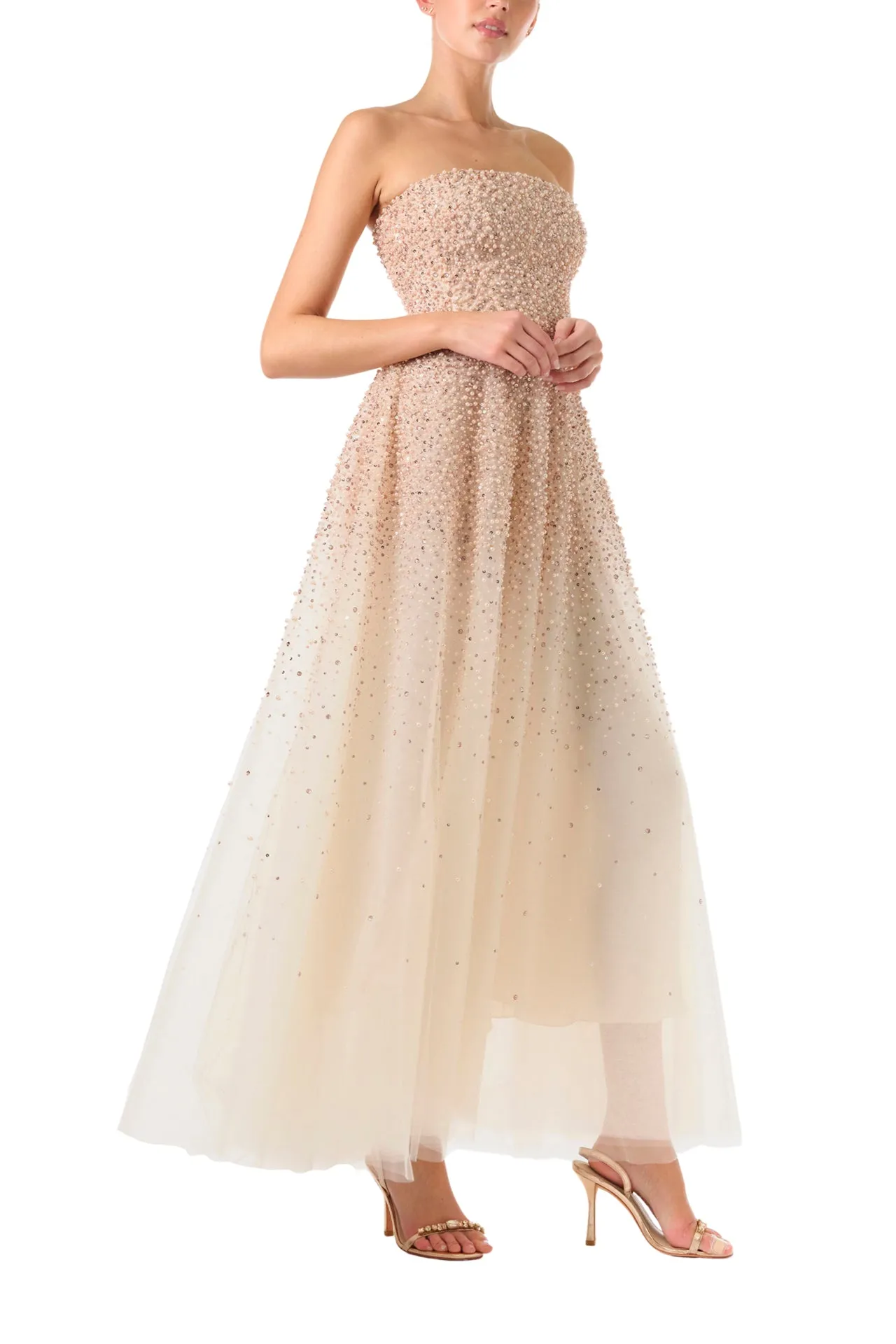 Pearl Embroidered Tulle Gown