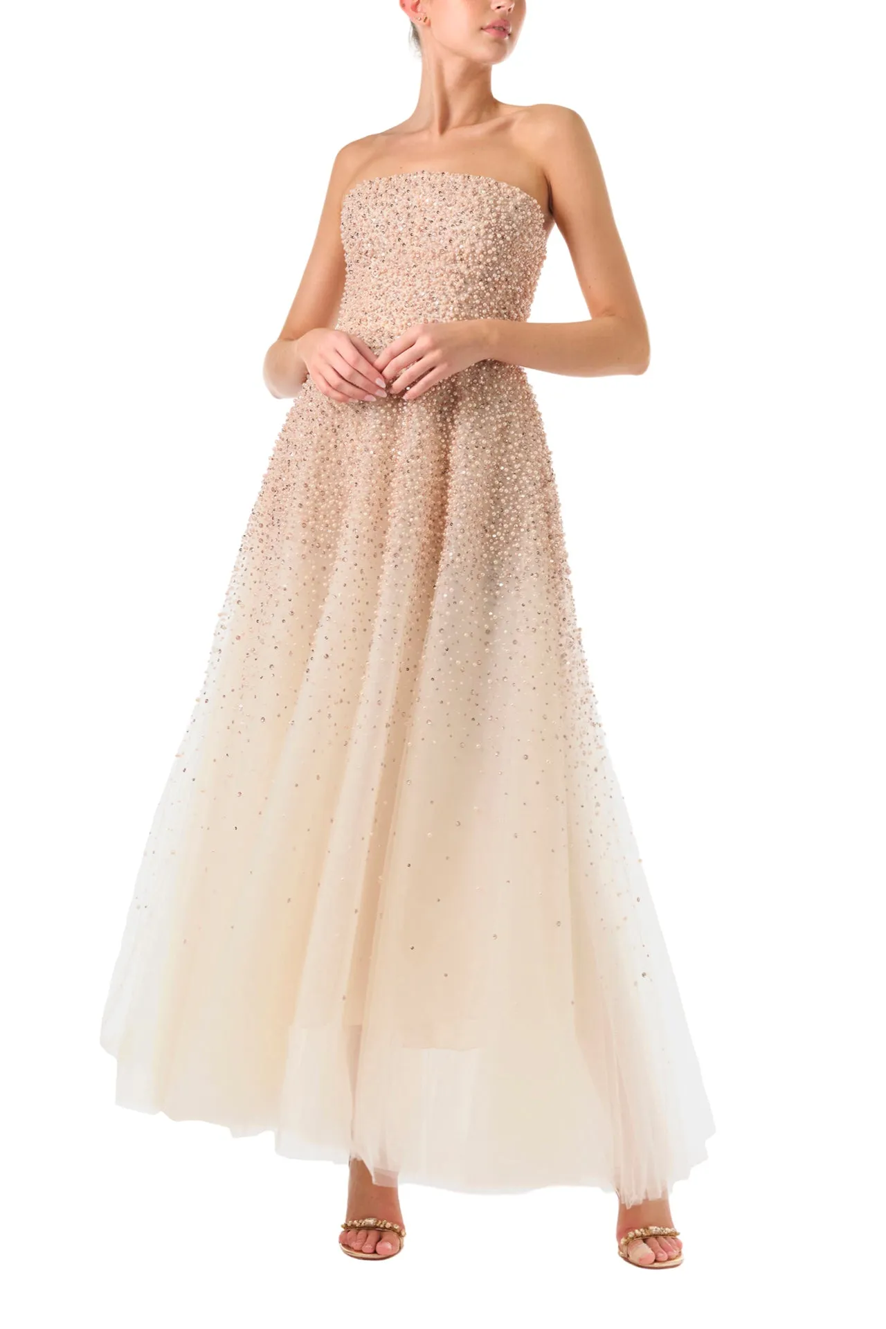 Pearl Embroidered Tulle Gown