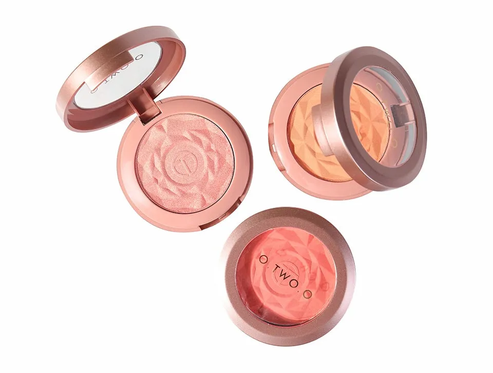 Shimmer Blush With Brush Makeup Flower Palette Long-Lasting Face Check Blush Pink Orange Red