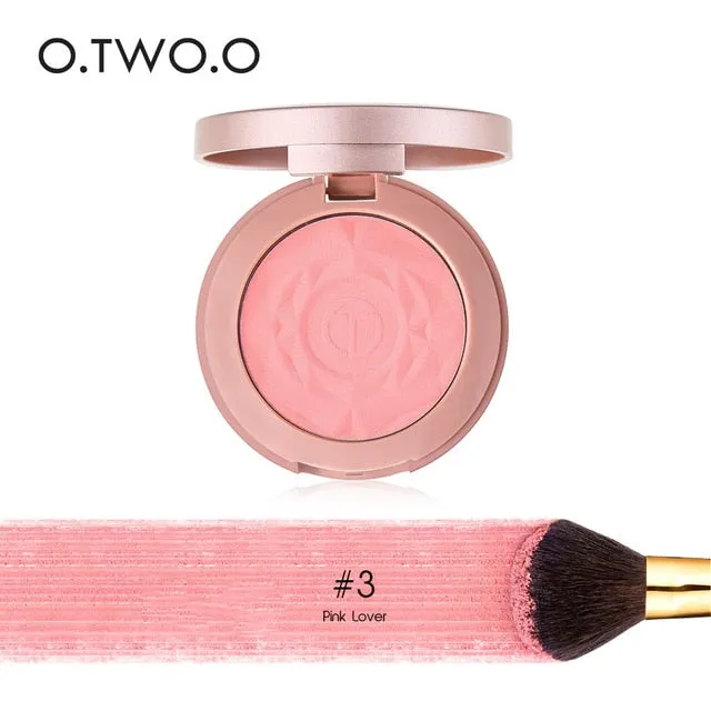 Shimmer Blush With Brush Makeup Flower Palette Long-Lasting Face Check Blush Pink Orange Red