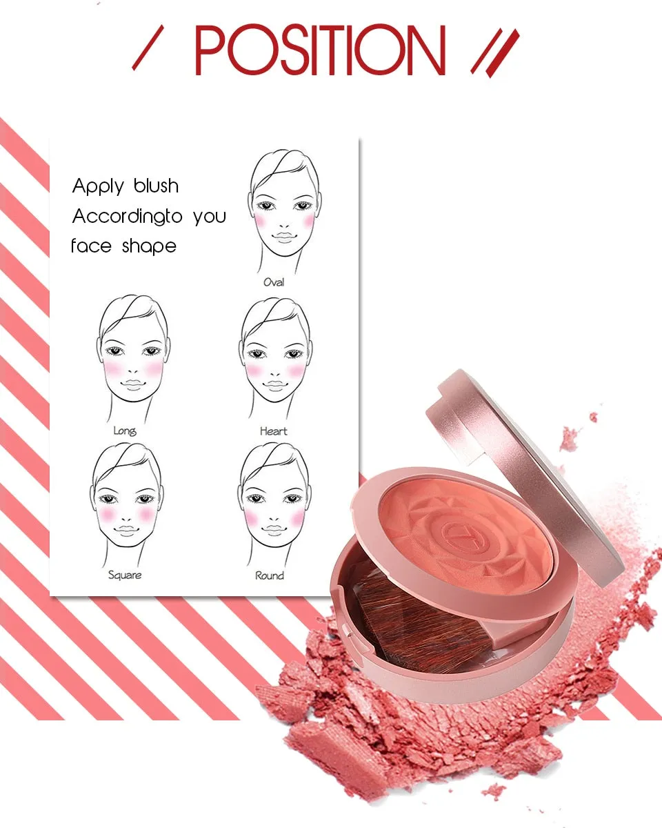 Shimmer Blush With Brush Makeup Flower Palette Long-Lasting Face Check Blush Pink Orange Red