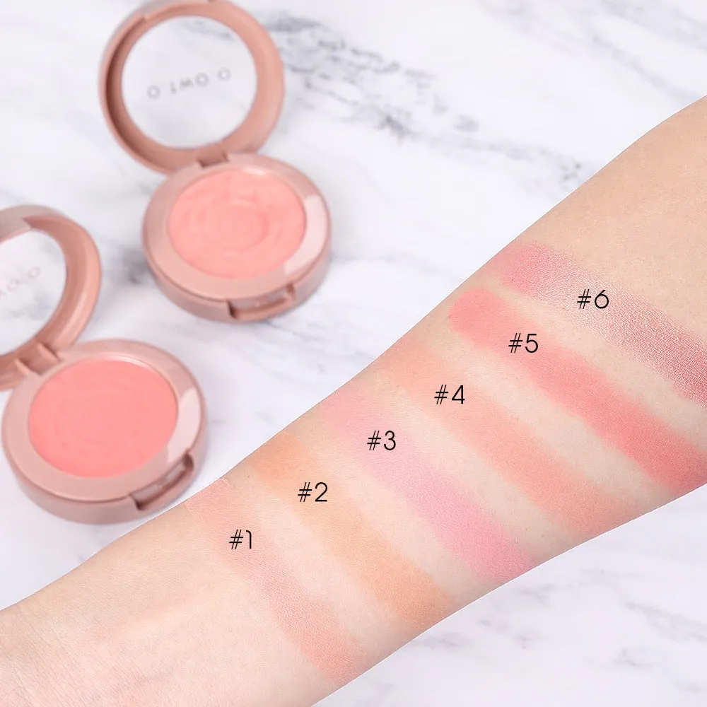 Shimmer Blush With Brush Makeup Flower Palette Long-Lasting Face Check Blush Pink Orange Red