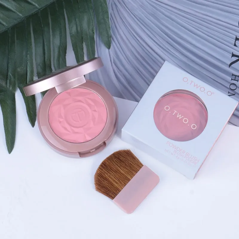 Shimmer Blush With Brush Makeup Flower Palette Long-Lasting Face Check Blush Pink Orange Red