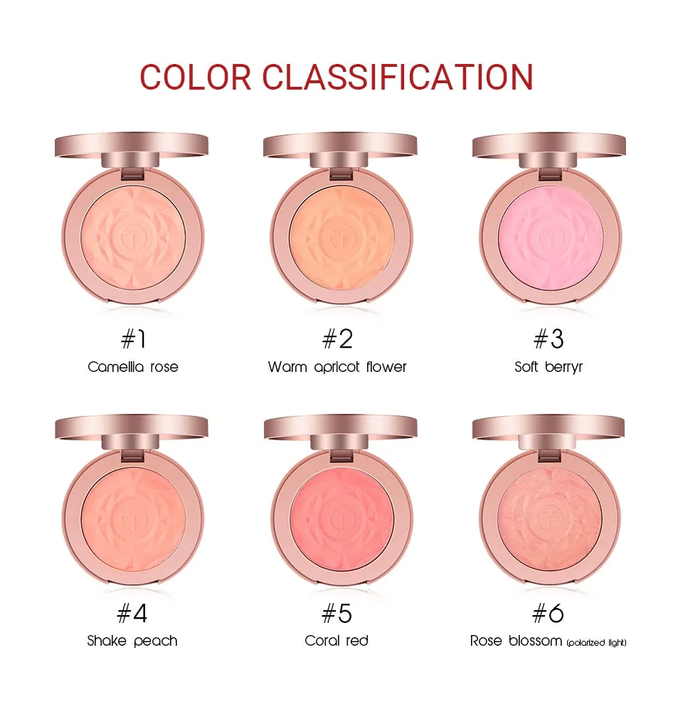 Shimmer Blush With Brush Makeup Flower Palette Long-Lasting Face Check Blush Pink Orange Red