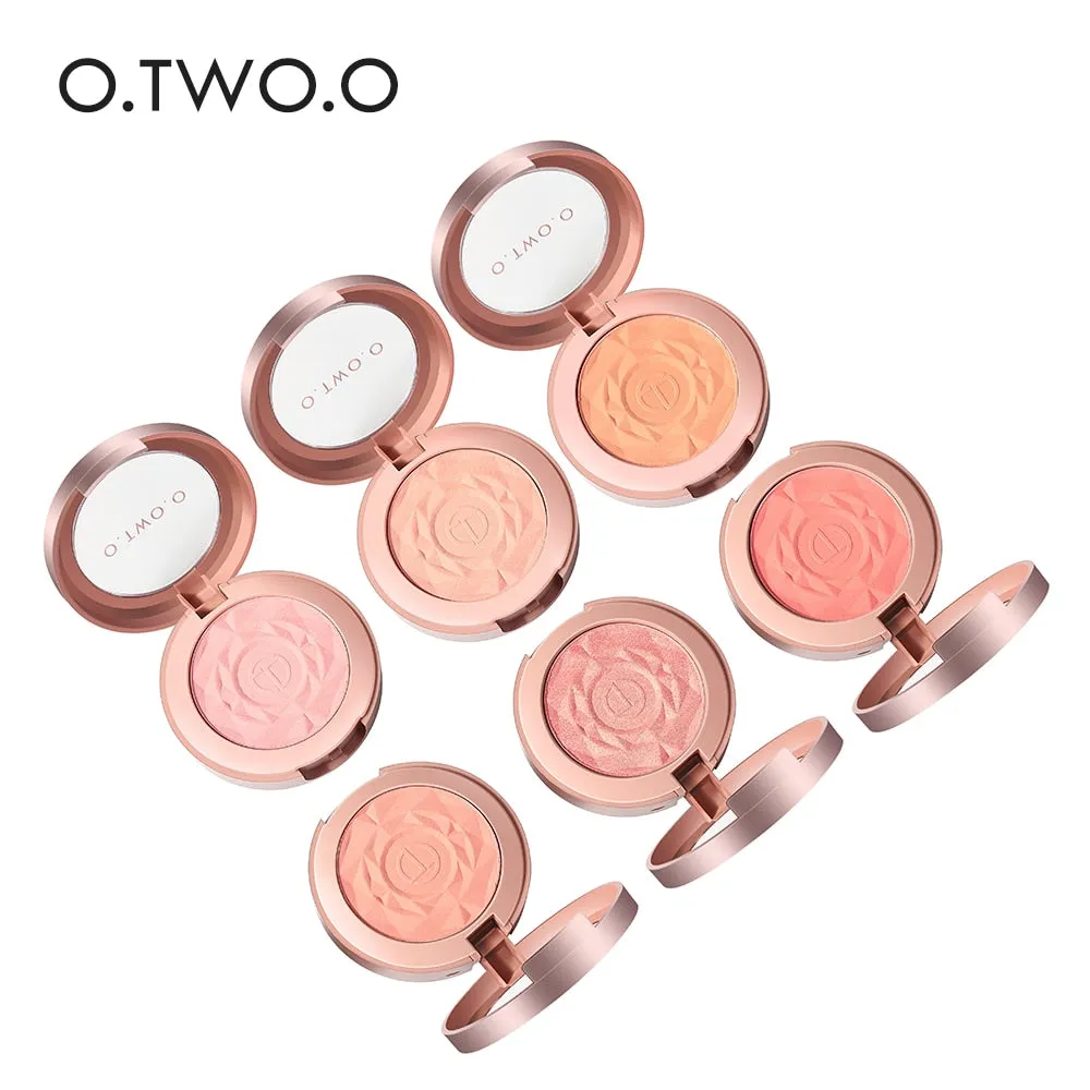 Shimmer Blush With Brush Makeup Flower Palette Long-Lasting Face Check Blush Pink Orange Red