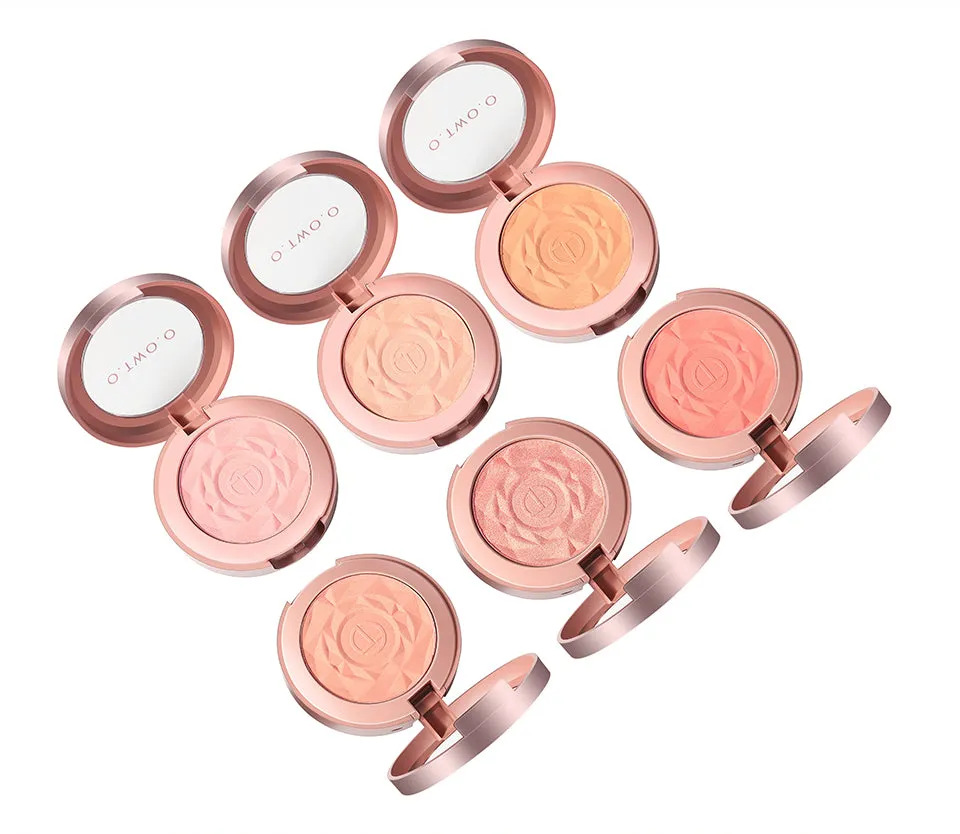 Shimmer Blush With Brush Makeup Flower Palette Long-Lasting Face Check Blush Pink Orange Red
