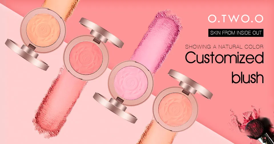 Shimmer Blush With Brush Makeup Flower Palette Long-Lasting Face Check Blush Pink Orange Red