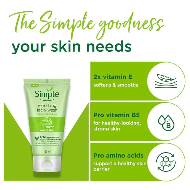 Simple Kind To Skin Refreshing Facial Wash - 150ml