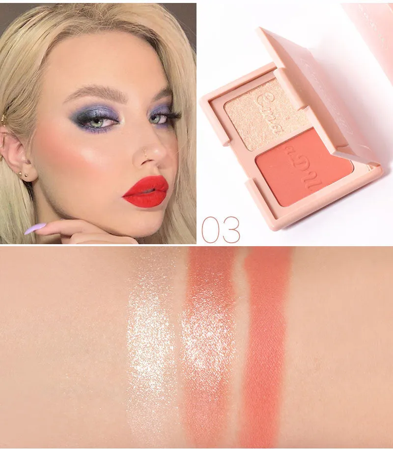 Two-Tone Delicate Natural Blush Highlighter Powder