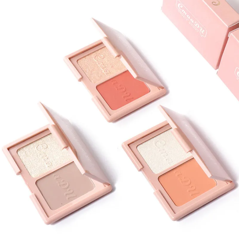 Two-Tone Delicate Natural Blush Highlighter Powder