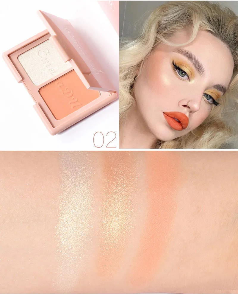 Two-Tone Delicate Natural Blush Highlighter Powder